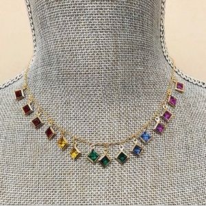 Multi-Colored Crystal Dangle Necklace-Boutique